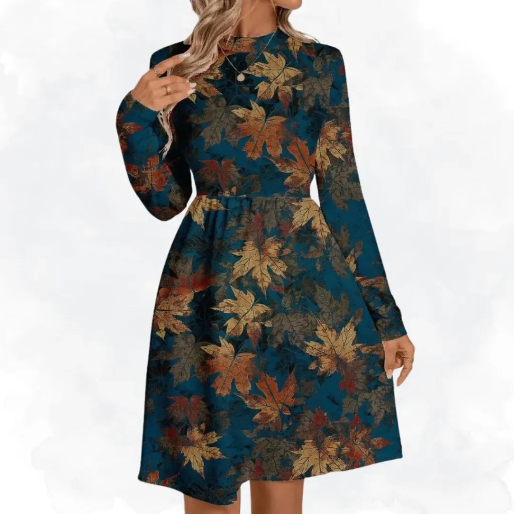 [1025] Floral Print Top - Teal (Small)