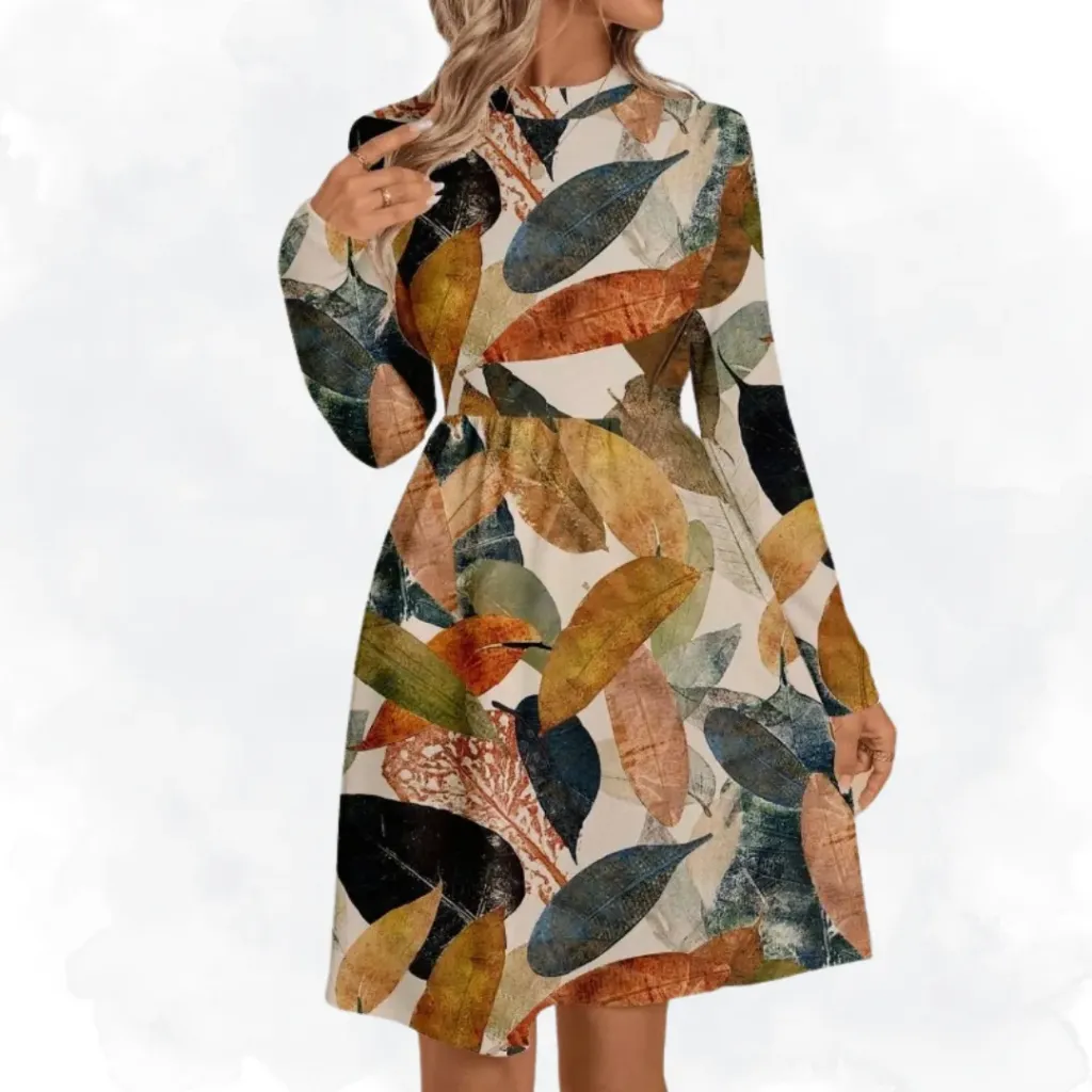 [1029] Floral Print Top -Tan (Small)