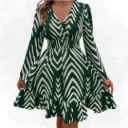 Abstract Print Flutter Sleeve Top - Green