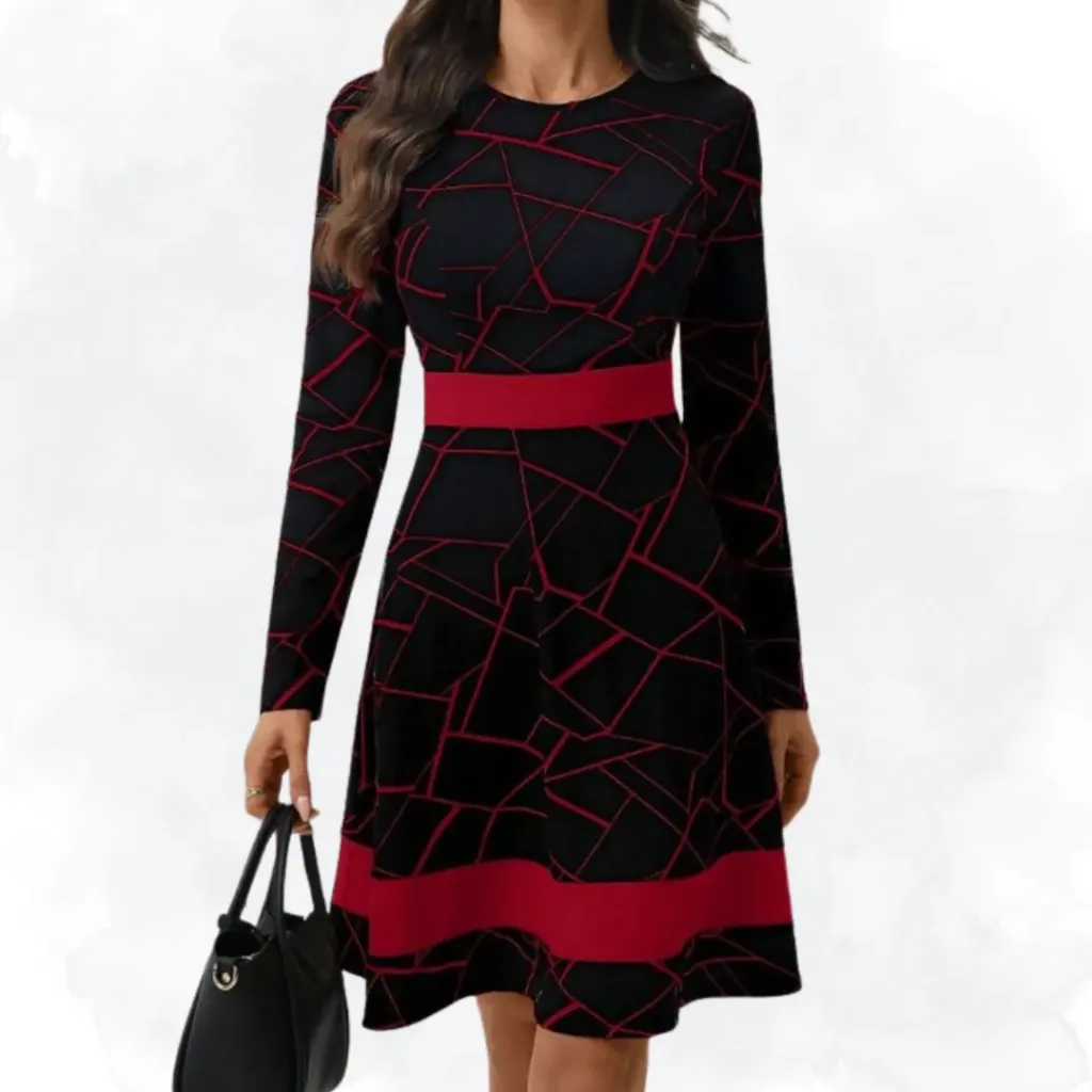 A-Line Contrast Colour Top- Black/Red