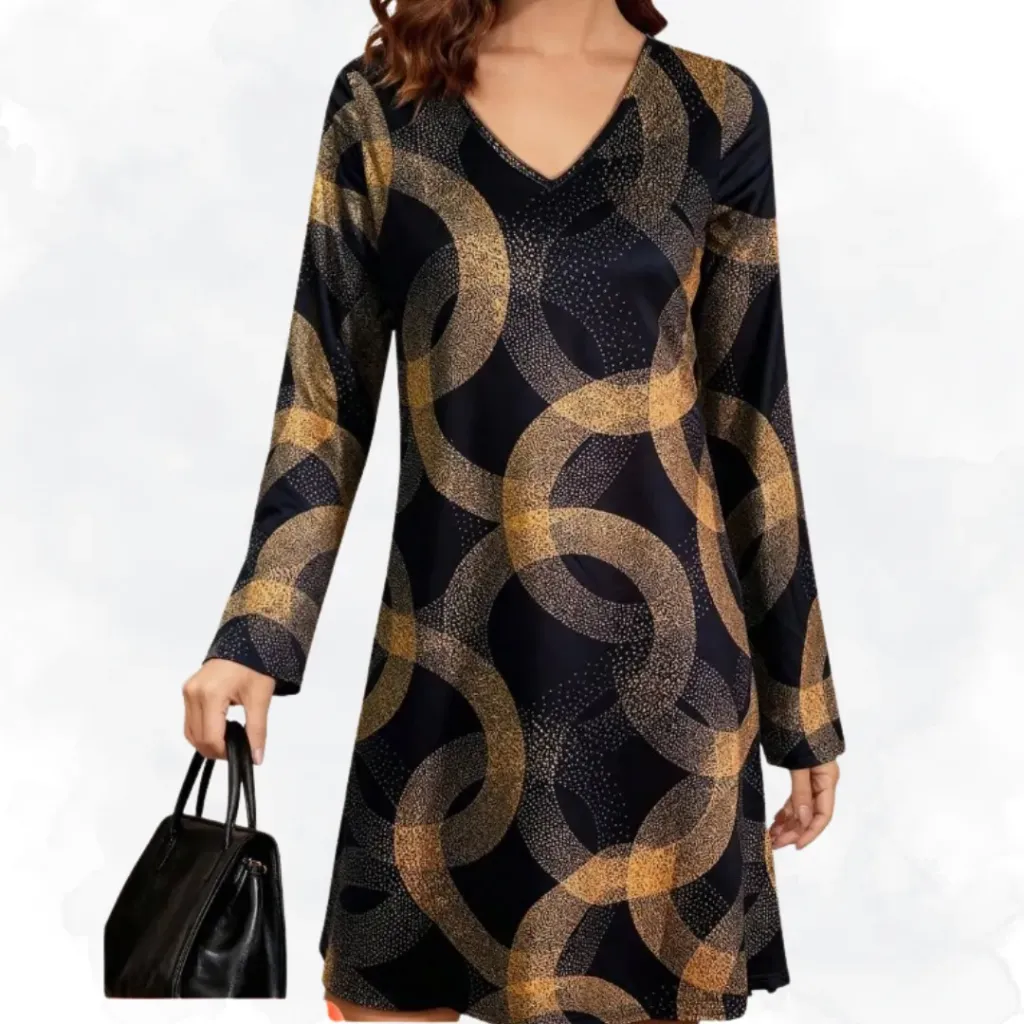 Geometric Print Top - Gold