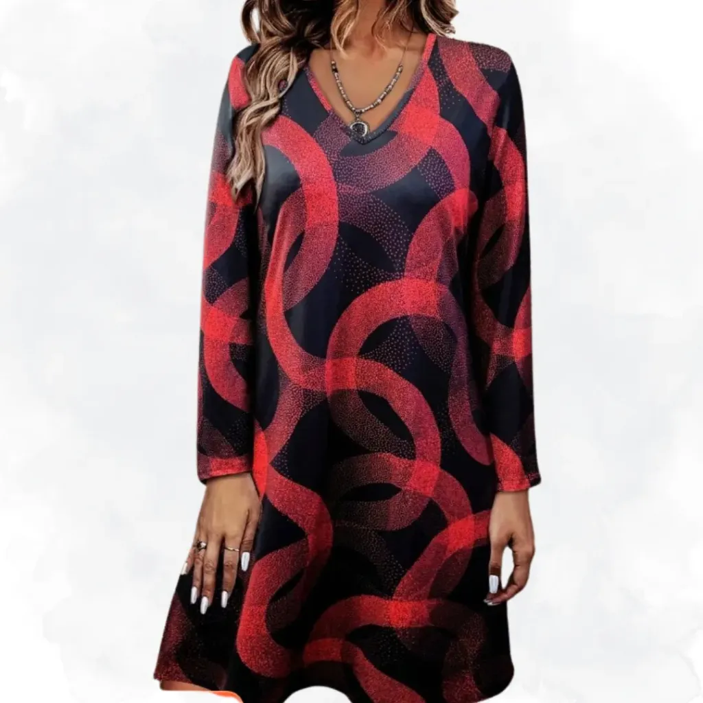 Geometric Print Top - Red