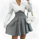 Houndstooth Colour Block Top