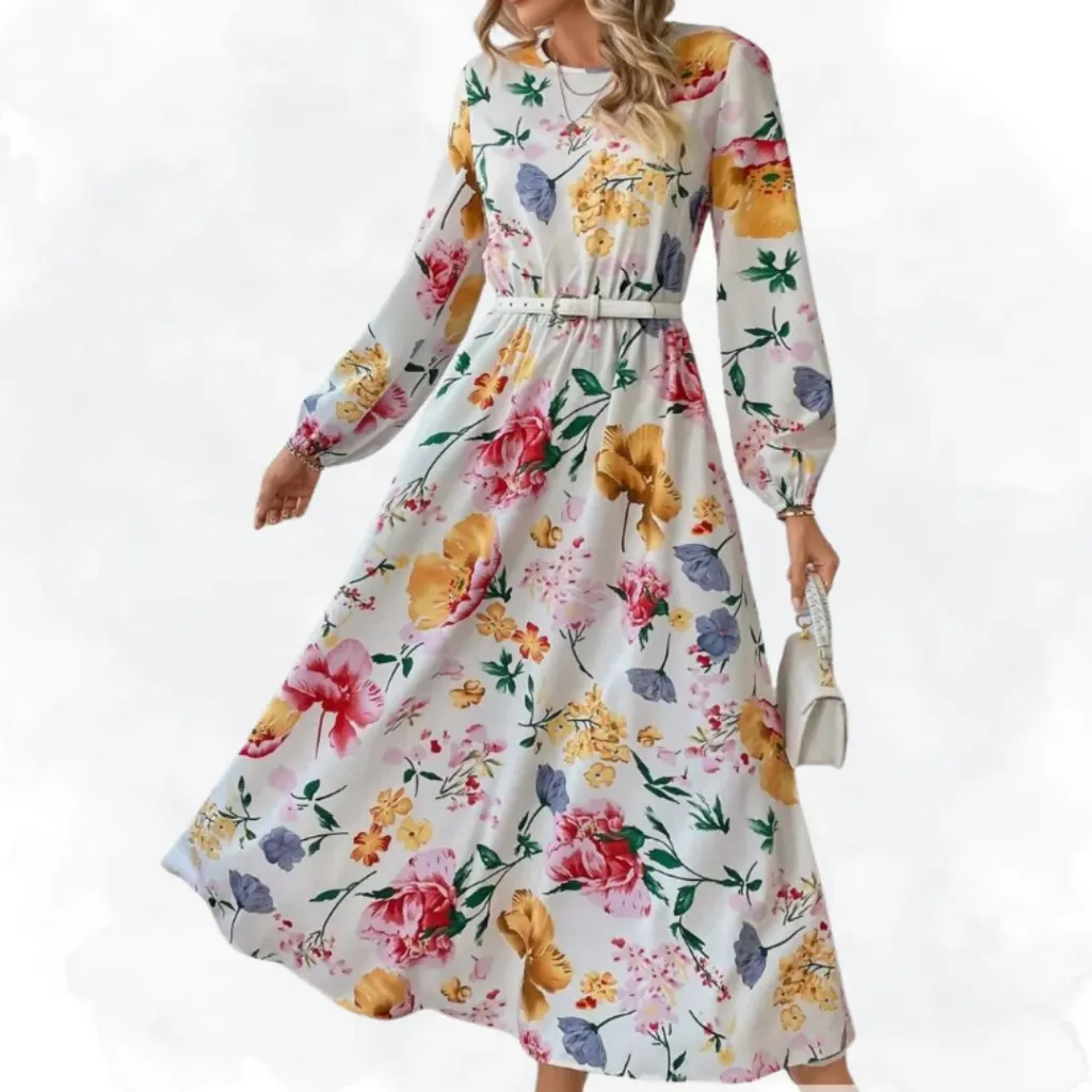 [1292] Floral Print Dress (Small)