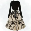 Floral Print/Solid Top - Apricot