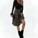 Floral Print/Solid Top -Black