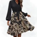 Floral Print/Solid Top -Khaki