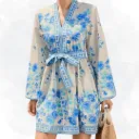 Blue/White Floral Print Top