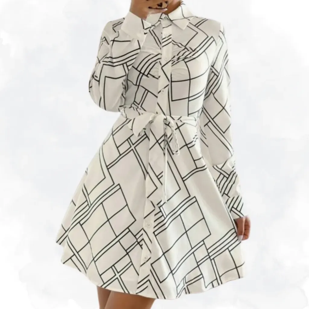 Geometric Print Top - Ivory