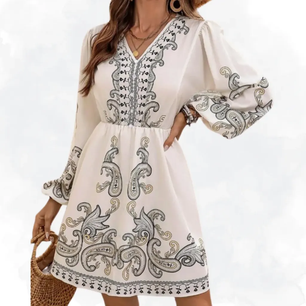 White Paisley Print Top