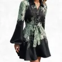 Black Base Green Floral Top