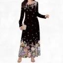 Black Floral Print Knit Maxi Dress