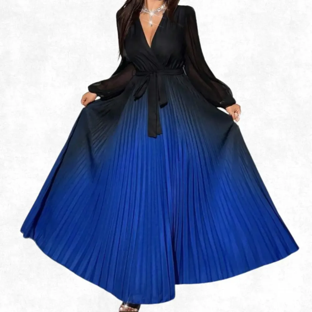 Blue Ombre Pleated Dress